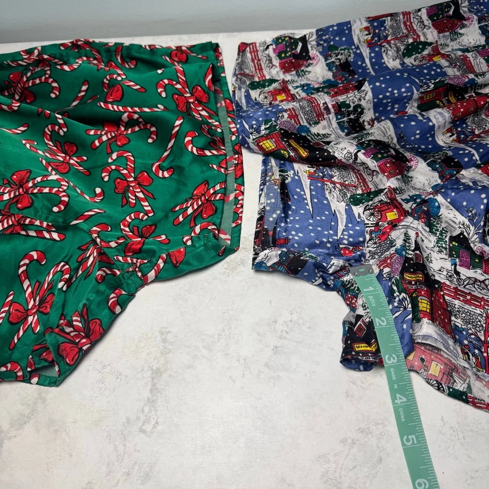 Max Deco Silk Pajama Shorts Boxers M Christmas - Lot of 2